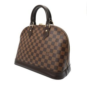 Louis Vuitton Canvas Shoulder Bag Damier Alma Ebene Brown